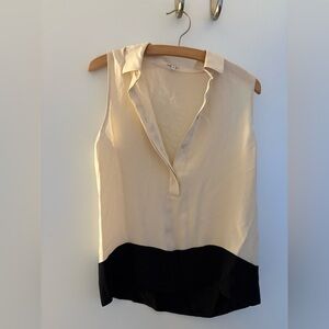 Babaton Two-Tone Sleeveless Blouse in Cream and Black
